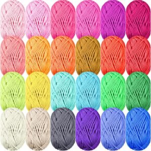 24-Pack Acrylic Yarn Skeins – 25g Each, Total 2400 Yards for Knitting & Crocheting Projects