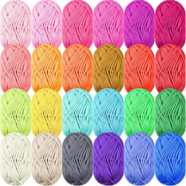 24-Pack Acrylic Yarn Skeins – 25g Each, Total 2400 Yards for Knitting & Crocheting Projects