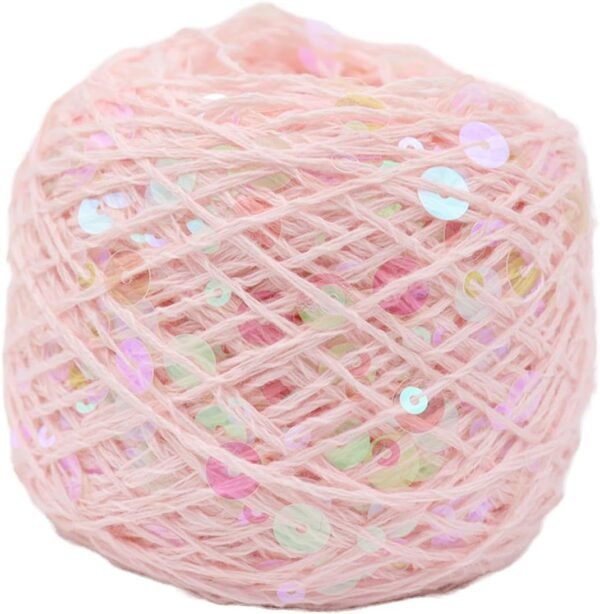 Pink Shiny Cotton Yarn with Sequins – 153 Yards of Glamorous Sparkle