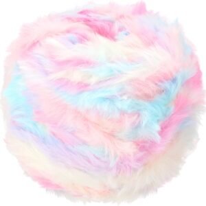 Soft Faux Fur Eyelash Yarn – 70 Yards, 100g Chunky Plush Polyester for Crocheting- Cherry Blossom White
