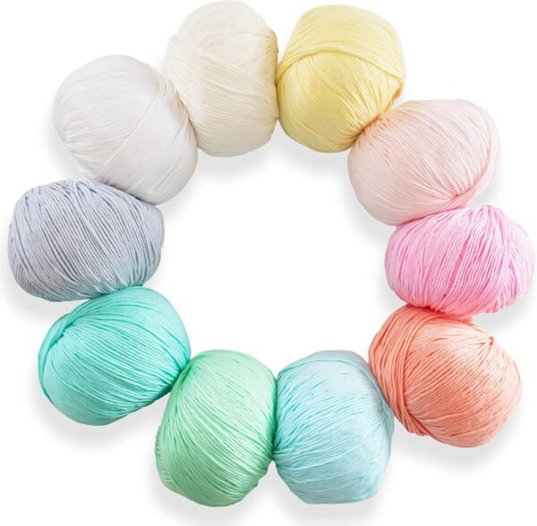 10-Pack Pure Cotton Yarn Skeins for Crochet and Knitting – 1850 Yards Total