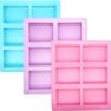 3 Pack Silicone Rectangle Soap Molds – 6 Cavities for Soap, Cake, Chocolate & Ice Cubes (Blue, Pink, Purple) - Image 3