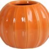 Pumpkin Shaped Ceramic Vase – Orange Decorative Planter for Flowers, Dried Blooms, Hydroponics, Home Office Party Wedding Decor - Image 4