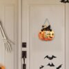 11.4" Trick or Treat Wooden Sign – Black Cat on Pumpkin Wall Decor for Halloween Home, Party & Haunted House - Image 2