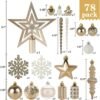 78 Pcs Champagne Christmas Ornaments – Shatterproof Baubles for Tree, Home & Holiday Decor - Image 4