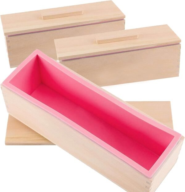 3 Pack 42 oz Pink Silicone Soap Loaf Molds – Reusable Molds for Homemade Soap Making