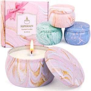 4 Pack Aromatherapy Candle Gift Set – 17.6 oz Vanilla, Lemon, Fig & Lavender Scents, 120H Burn Time