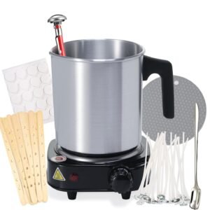 Complete Candle Making Kit for Beginners – 40oz Double Boiler, Thermometer, Wick Tools & Hot Plate
