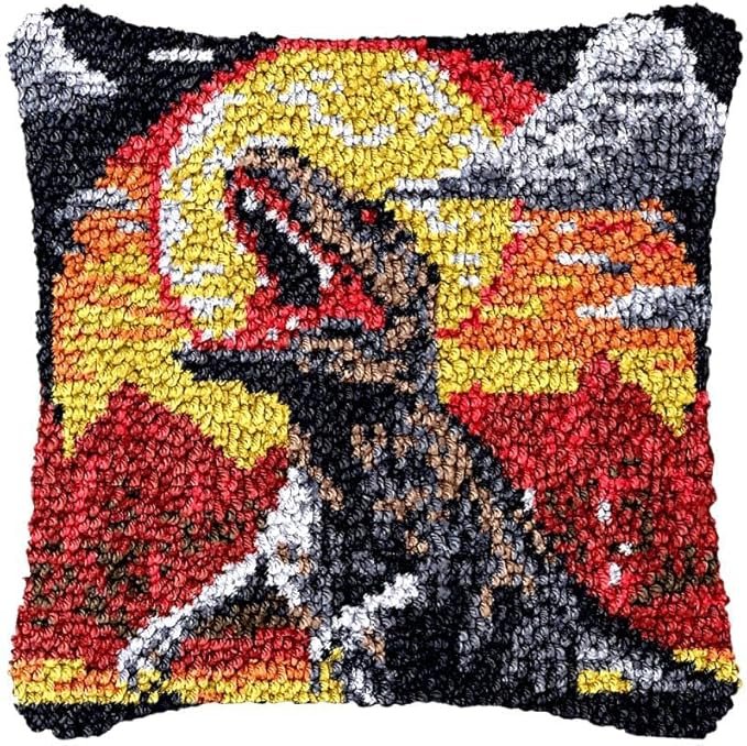 T-Rex Dinosaur DIY Pillow Kit – 17"x17" Embroidery Craft Set for Kids & Beginners - Image 4