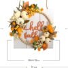 Hello Fall Wooden Square Wreath with Pumpkin & Berries – Farmhouse Front Door Decor for Thanksgiving & Autumn - Image 4