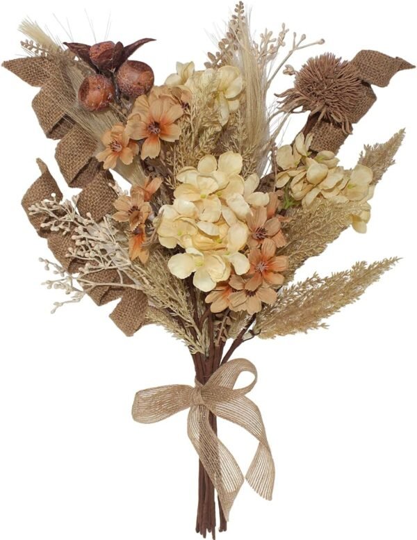18 Pcs Faux Fall Silk Hydrangea Bouquets – Boho Autumn Thanksgiving Floral Stems for Vases, 18"