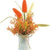Fall Vase with Artificial Flowers– 11" Faux Bunny Tails, Berries & Wheat Stalks – Autumn Table Centerpiece & Home Harvest Decor - Image 5