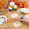 50pcs Blank Wooden Pumpkin Discs – DIY Hanging Ornaments for Thanksgiving & Halloween Crafts - Image 3