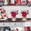 2-Pack Mini Artificial Christmas Trees with Poinsettias, Pine Cones & Berries – Small Potted Holiday Tabletop Decor & Centerpieces - Image 3