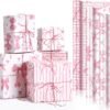6 Rolls Pink & White Bow Wrapping Paper – 3 Styles for Bridal Showers, Birthdays & Party Gifts - Image 5