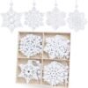 16-Pack White Wooden Snowflake Ornaments, 3" – Winter Christmas Tree & Garland Decorations, 8 Styles - Image 5
