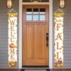 Hello Fall Porch Banner – Autumn Harvest Pumpkin & Maple Leaves Welcome Sign for Thanksgiving (Indoor/Outdoor) - Image 2