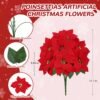 6-Pack Artificial Poinsettias – 7-Head 17.7" Velvet Faux Christmas Flowers for Indoor/Outdoor Decor (Assembly Required) - Image 3