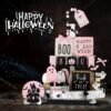 19 Pcs Halloween Tiered Tray Decor – Cute Ghost, Bat & Wooden Signs for Farmhouse Rustic Display - Image 2