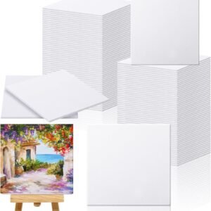 100-Pack Mini 4"x4" Canvas Panels – Cotton Acid-Free Boards for Acrylic, Oil & Watercolor Painting