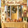 3pcs Hello Fall Porch Signs – Autumn Harvest Scarecrow & Pumpkin Banner for Front Door, Farmhouse Yard, Thanksgiving Decor - Image 2