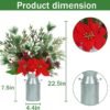 Christmas Table Centerpiece – Artificial Poinsettia, Berries, Pinecone & Greenery in Vase for Holiday Decor - Image 4