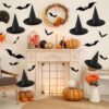 6 Pcs Hanging Black Witch Hats with 3D Bat Stickers – Halloween Indoor & Outdoor Party Decor - Image 3