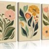 3 Pcs Framed Boho Floral Canvas Art – Abstract Botanical Prints, 16x24" for Living Room & Bedroom - Image 5
