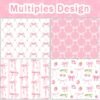 12 Sheets Pink Bow Wrapping Paper – Heart & Berry Designs for Birthdays, Weddings, Baby Showers & More - Image 2