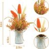 Fall Vase with Artificial Flowers– 11" Faux Bunny Tails, Berries & Wheat Stalks – Autumn Table Centerpiece & Home Harvest Decor - Image 3
