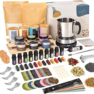 Deluxe DIY Soy Candle Making Kit – Wax Melter, 10 Jars, Fragrance Oils, Dyes & Soy Wax Starter Set