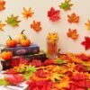 200 PCS Artificial Fall Leaves – Red & Green Maple Leaves for Wedding, Table Decor, Halloween, Thanksgiving & Party Centerpieces - Image 5