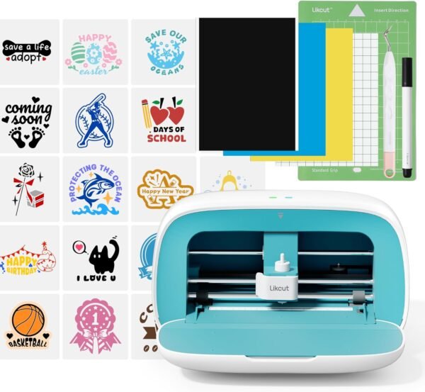 Smart Vinyl Cutter Machine – Glee S501 Portable Sticker Maker for DIY Projects, Compact Craft Cutting Tool for Beginners, Ideal for Home, School & Decor – Blue