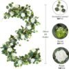 5.9FT Artificial Eucalyptus & Rose Garland – Faux Floral Greenery for Table, Mantle, Wedding & Home Decor - Image 4