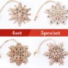 20-Pc Unfinished Wood Snowflake Ornaments – 4 Styles with Twine for Christmas Tree Decor (2.75"-3.15") - Image 4