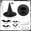 6 Pcs Hanging Black Witch Hats with 3D Bat Stickers – Halloween Indoor & Outdoor Party Decor - Image 5