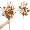 4 PCS Fall Floral Stems – 19.5" Artificial Red Berry, Maple Leaf & Pumpkin Branches for Autumn Home, Holiday, Wedding, and Vase Decor - Image 5