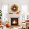 24" Artificial Eucalyptus Fall Wreath – Autumn Thanksgiving Porch & Wall Decor - Image 2