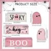 4 Pcs Pink Halloween Ghost Decor – Rustic Tiered Tray & Tabletop Centerpieces for Home & Office - Image 4