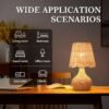 Boho Rattan Bedside Table Lamp – Mini Farmhouse Light for Nightstand, Kitchen, Bookshelf & Dorm - Image 3