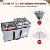 Christmas Ornament Storage Box – Holds 128 3" Balls with 8 Removable Trays & Dividers (Grey) - Image 4