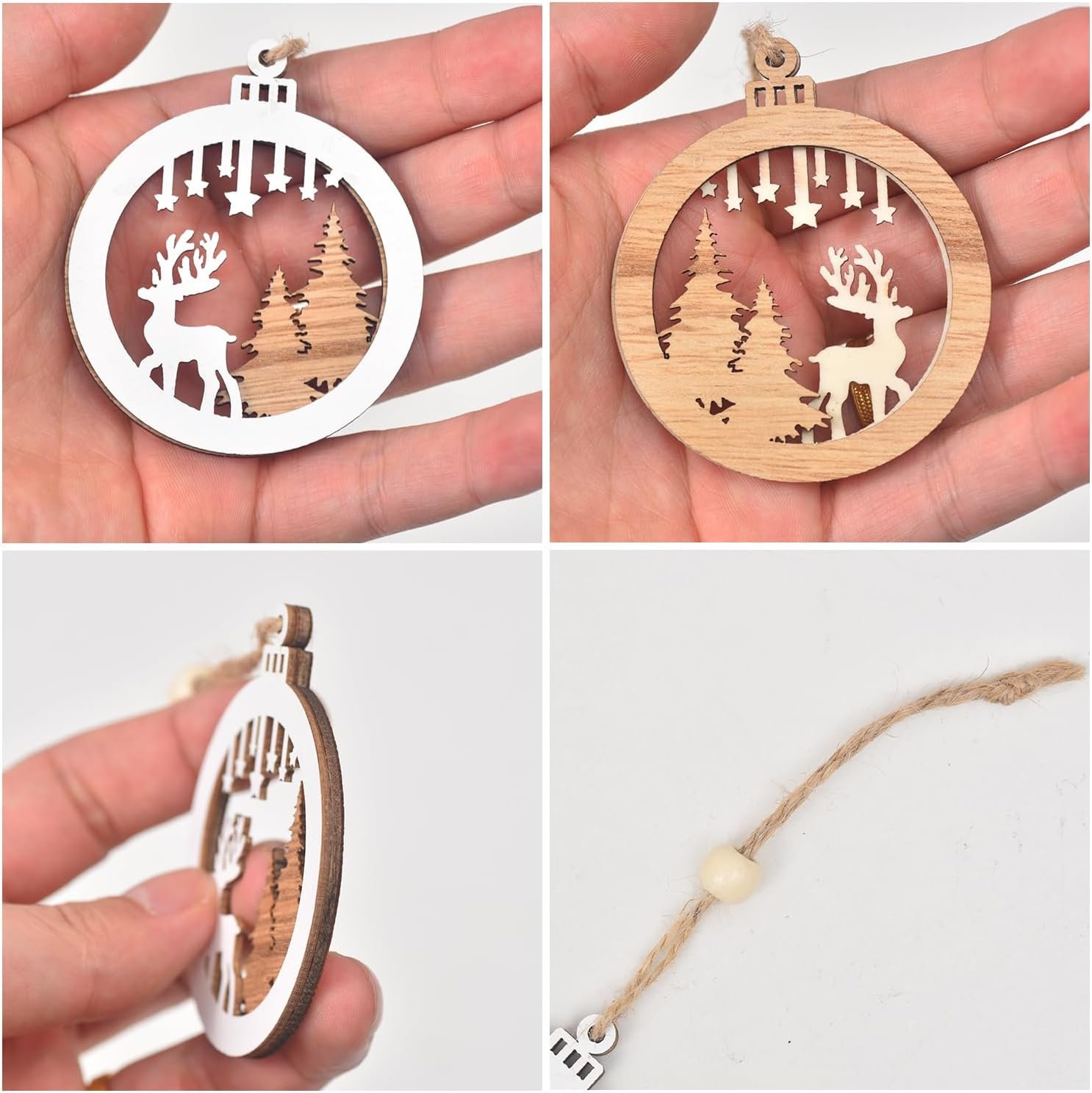 27-Pc Wooden Christmas Ornaments – Farmhouse 3D Holiday Decor - Image 3