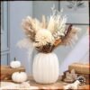6.7" Ceramic Pumpkin Vase – White Fall Decor Flower Pot for Thanksgiving, Halloween, Harvest, Farmhouse, Home & Office - Image 3