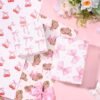 10 Sheets Pink Bow Wrapping Paper – Cherry, Rabbit & Hat Designs for Baby Showers, Birthdays & Crafts - Image 2