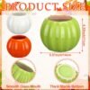 3-Pc Pumpkin Ceramic Vases – 5.5" White, Orange & Green Fall Flower Pots for Thanksgiving Home, Office, or Farmhouse Decor - Image 4