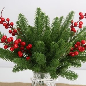 60 PCS Artificial Pine Branches – Realistic Faux Greenery for Christmas Trees, Wreaths, Garlands & DIY Holiday Decor