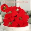 6-Pack Artificial Poinsettias – 7-Head 17.7" Velvet Faux Christmas Flowers for Indoor/Outdoor Decor (Assembly Required) - Image 2
