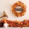 20" Artificial Fall Wreath with Pumpkins & Welcome Sign – Thanksgiving Front Door Decor - Image 5