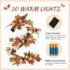 6 Ft Fall Garland with Leaves, Pumpkins & LED Lights – Thanksgiving & Halloween Decor - Image 4