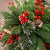 2-Pack Pre-Lit Christmas Tree Urn Fillers – Battery-Powered Artificial Pine Trees with Tripod, 8 Light Modes & Timer for Outdoor Holiday Decor - Image 2